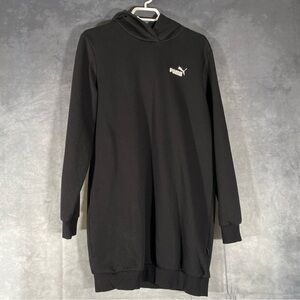 Puma Hooded Hoodie Dress Long Sleeve Black Sweater Size L Pullover Cozycore